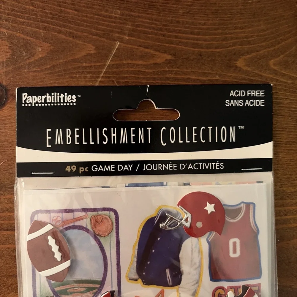 PAPERBILITIEE EMBELLISHMENT COLLECTION GAME DAY 49 PIECES SCRAPBOOKING NWT